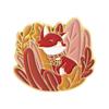 Праздничные животные эмалевые значки Осенние броши с кошкой, лисой, вороной Лацканные значки Мультяшные листья Ювелирное украшение Подарок для детей, друзей