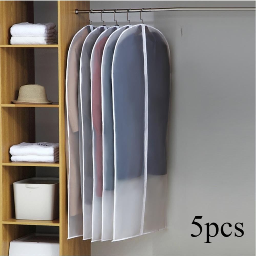 [Сверхпрочные чехлы для одежды] 5 шт. Сверхпрочные водонепроницаемые чехлы для одежды|Застегивающиеся на молнию протекторы для одежды, Подвесной органайзер для шкафа, Пыленепроницаемые и не мнущиеся, Без крючков