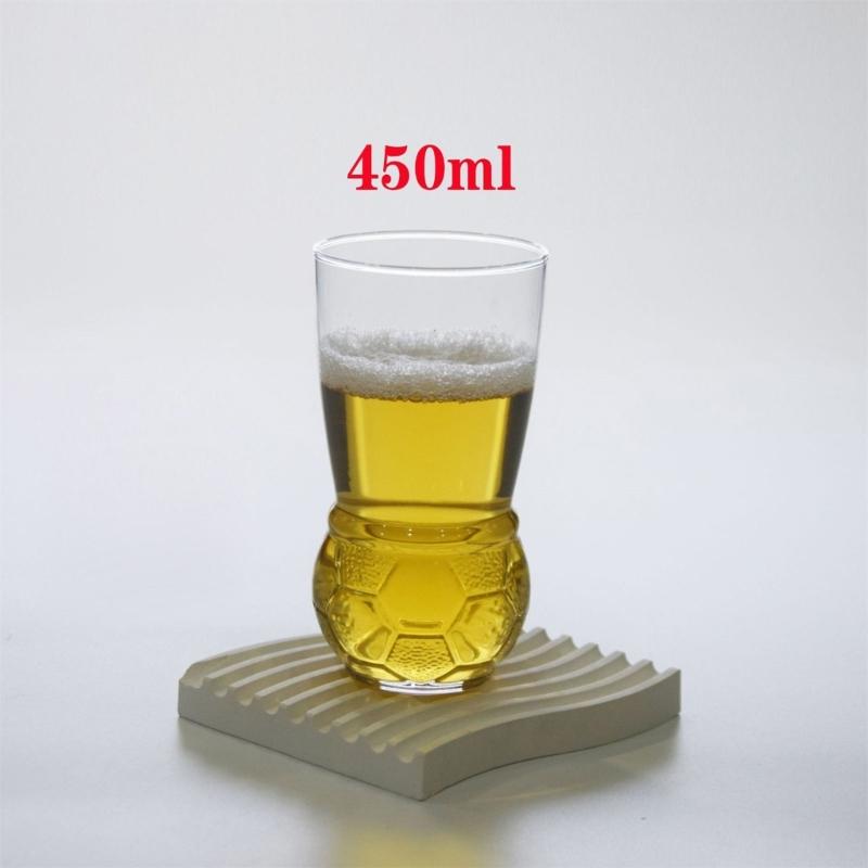 6Pcs Clear Soccer Design Glass Cups 450ml Large Capacity Watch Game Drinkware For Beer And Beverages