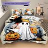 3pcs Halloween Cute Ghost Bedding Set - 1 Soft Quilt Cover + 2 Pillowcases, Machine Washable - Suitable for All Seasons N045