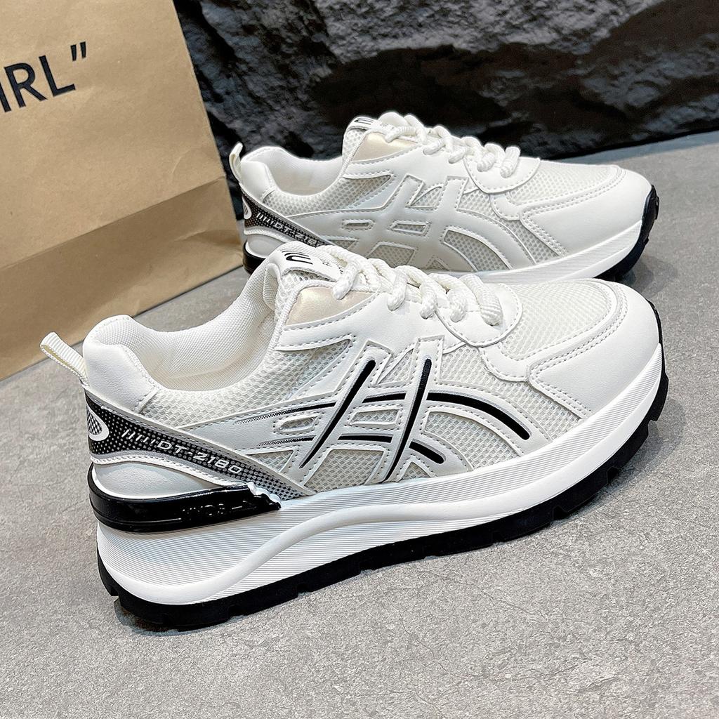 Fried Street Retro Color Matching Daddy Shoes Women's 2025 Spring New Versatile Breathable Lightweight Feet Small Platform Sneakers