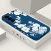 For Samsung S25 Ultra S24 FE S23 A56 A36 A16 A55 Phone Shell Floral Print Matte Lens Protection TPU Lanyard Soft Shockproof Silicone Slim Case Cover