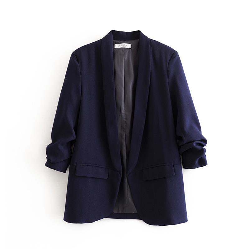 Spring and Autumn Commuter Urban Leisure Versatile Candy Women's Pleated Sleeve Blazer