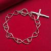 ALITREE 925 Sterling Silver Cross Pendant Bracelet For Woman 20cm Chain Wedding Accessories Party Birthday Fashion Charm Jewelry