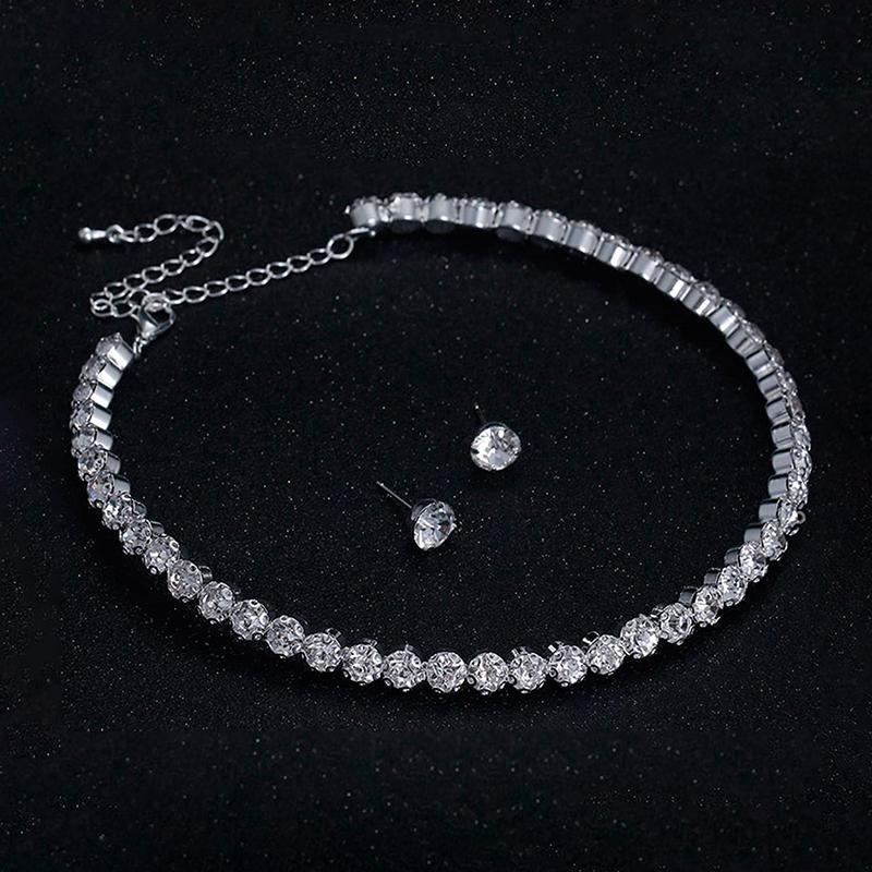 4 шт./компл. женский комплект ювелирных изделий для женщин ожерелье с подвесками браслет серьги-гвоздики белое циркониевое цепочное ожерелье