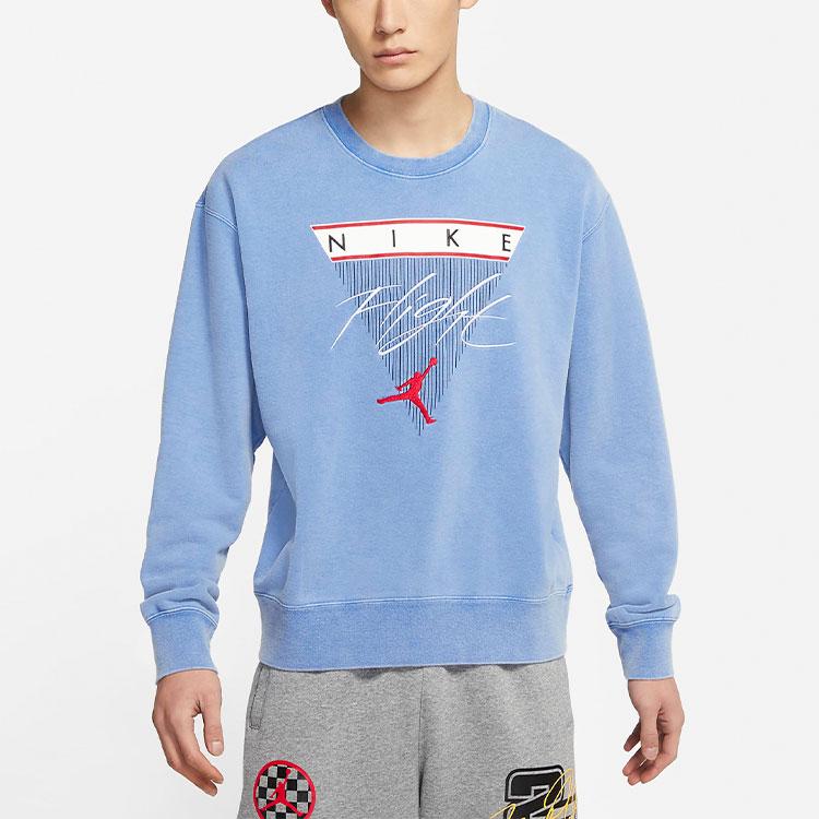 Men's Jordan Flight Sweatshirts Men's Signal Blue Crew Neck Moderate Regular
