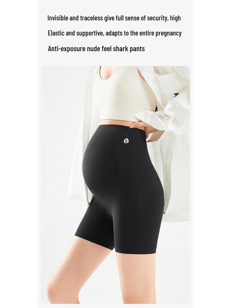 Plus Size High Elastic Maternity Support Shorts - Spring/Summer, Anti-Exposure