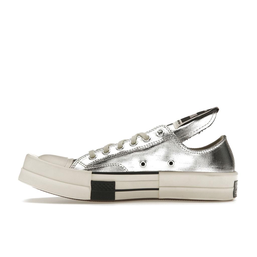 Rick Owens x Converse TURBODRK Chuck 70 Low Серебряный лак Унисекс Кроссовки Эглет Черный A01292C