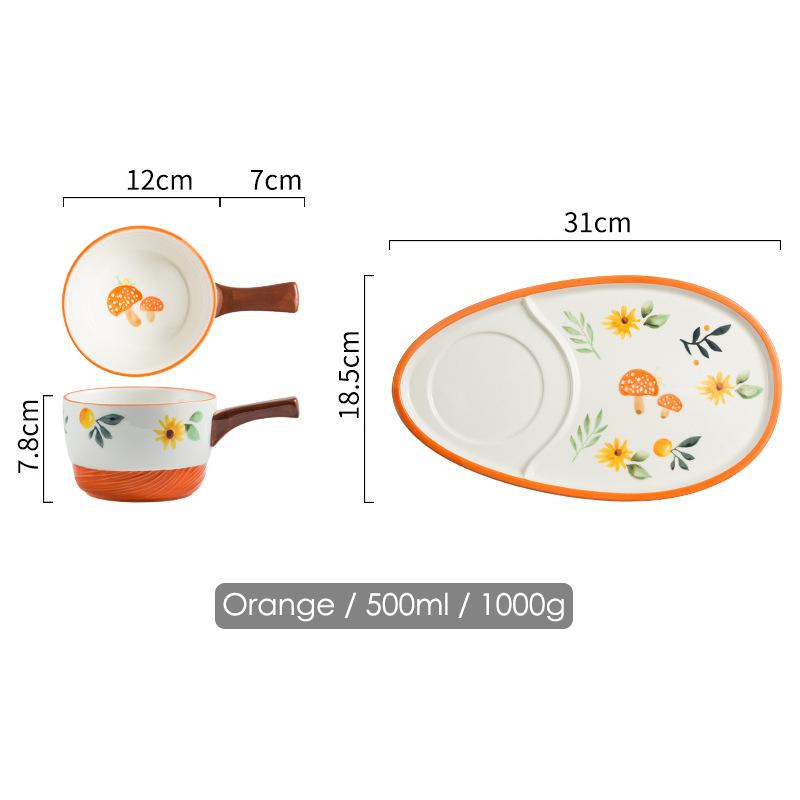1 набор цветочных мисок, керамическая тарелка для завтрака, миска для овсянки для детей, десертная тарелка, контейнер для молока с ручкой