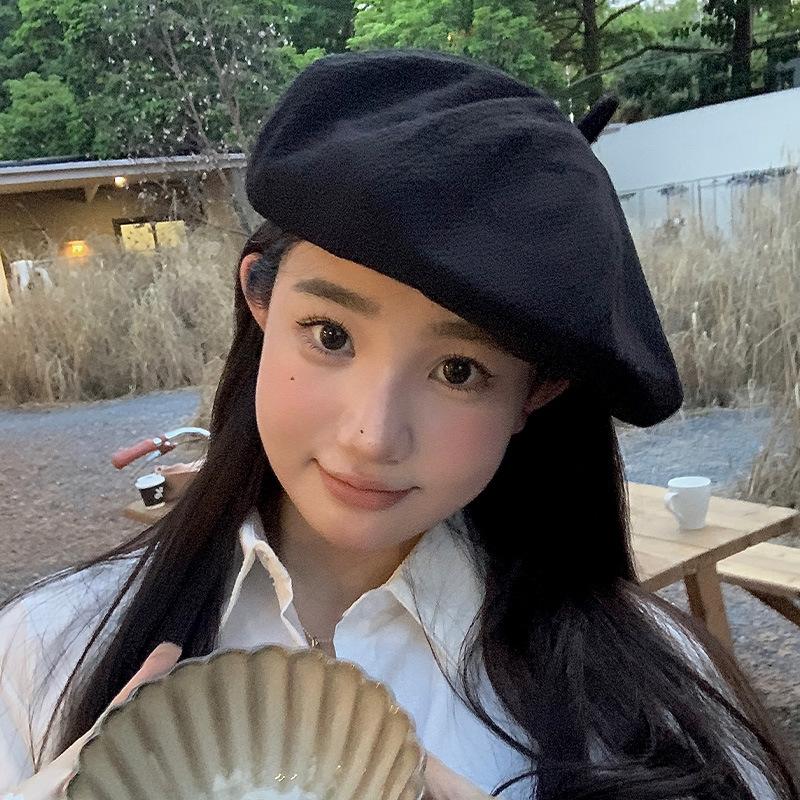 Британский Ретро Берет Женский Весенне-Осенний Вязаный Литературный Шляпа Художника Корейская Версия Универсальная Теплая Шапка