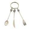 Personality Metal Fork Keychain Silver Color Metal Fork Keyring Metal Spoon Keychain  Trinkets