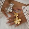 Irregular Pearl Flower Finger Ring Fashion Niche Design Ring Personality Exaggerated Jewelry Women