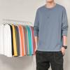 Cotton Men's T-shirt Solid Color Breathable Man Long Sleeves Pure Color Women T Shirt T-shirts for Male Tops Tees