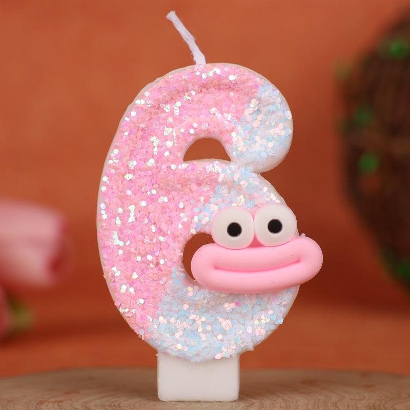 Sausage Mouth Cartoon Number Birthday Candle Cake Decoration Holiday First Birthday Celebration Handmade Candle 0-9diy