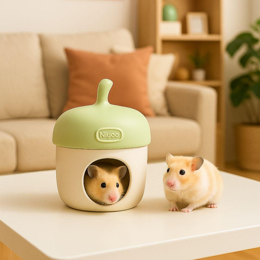 Unique Acorn Hamster Ice Cage Cute Cooling Hamster Cooling Nest Decorative Ceramic Nest Dodge House for Dwarf Mouse Chipmunk
