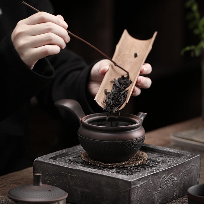 Фиолетовый керамический чайник с боковой ручкой, керамический чайник для кунг-фу, одинарный чайник, устройство для заваривания чая пуэр, чайные наборы, китайский чайник