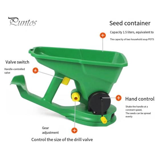 Ручная сеялка 1,5 л, 5-ступенчатая портативная садовая сеялка, простая в использовании, энергосберегающая сеялка, бесшумная сеялка большой емкости для садовой газонной фермы