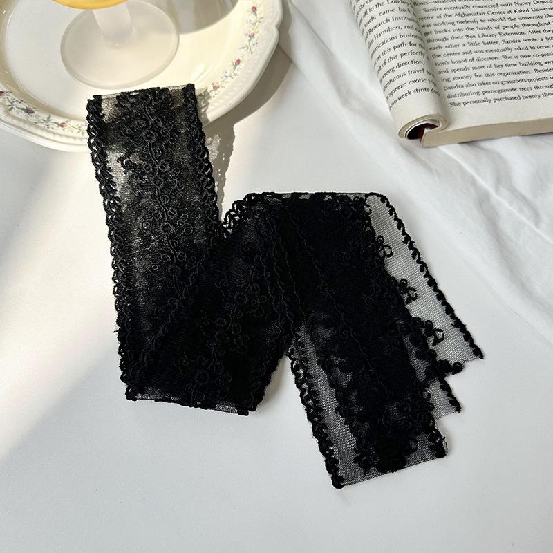 5.5*180cm Elegant Sweet Lace Flower Long Silk Scarf Trendy Girl Embroidery Neck Scarves Decoration Ribbon Headbands Ladies Tie