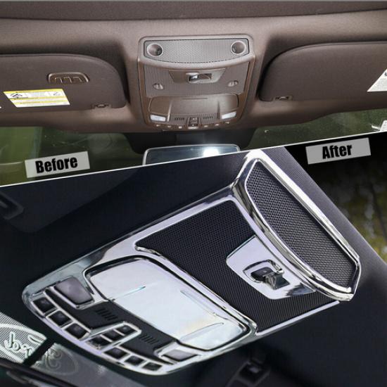 Front Reading Light Lamp Panel Trim Decor Cover For Ford F-150 2015- Chrome