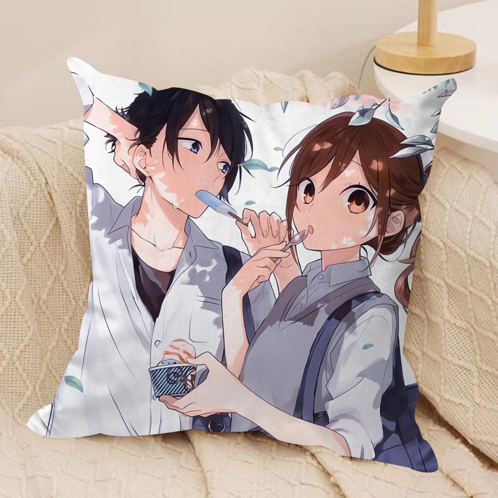 HHorimiyaS Anime Kawaii Cushion Cover Silky Short Plush Invisible Zipper Dustproof Sofa Pillow Case For Home Decor