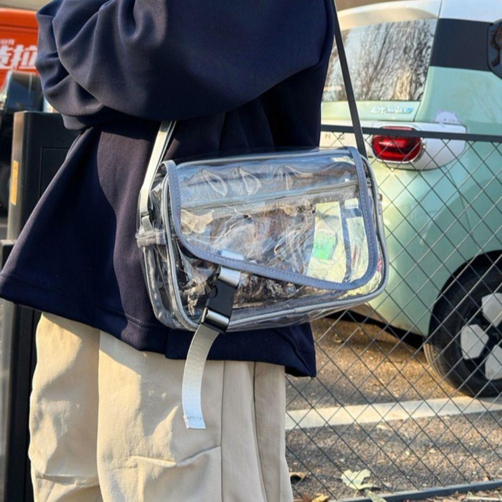 Zipper Crossbody Bag Transparent Tote Handbag Simple Fashion Shoulder Bag  Travel
