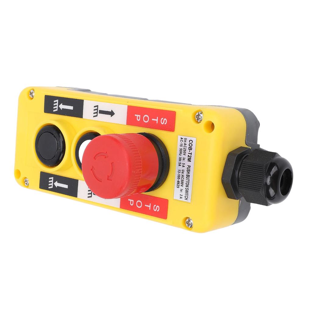 Crane Hoist Controller Push Button Switch Water Resistant 2 Key IP68 Industrial Remote Control with Emergency Stop