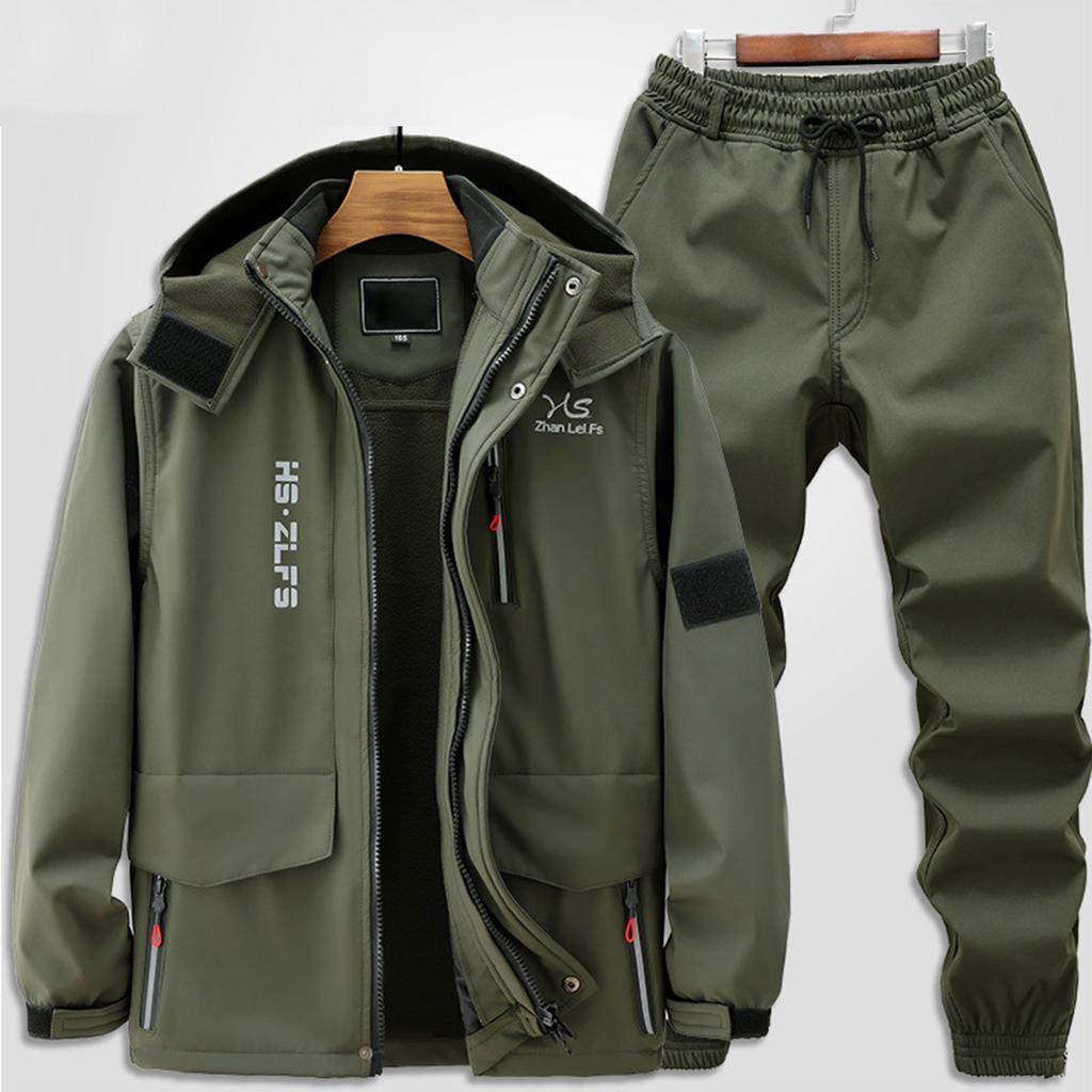 Men's Fleece Jacket Suit Windproof And Waterproof Outdoor Cold Proof Warm Cotton Jacket Thickened Suit