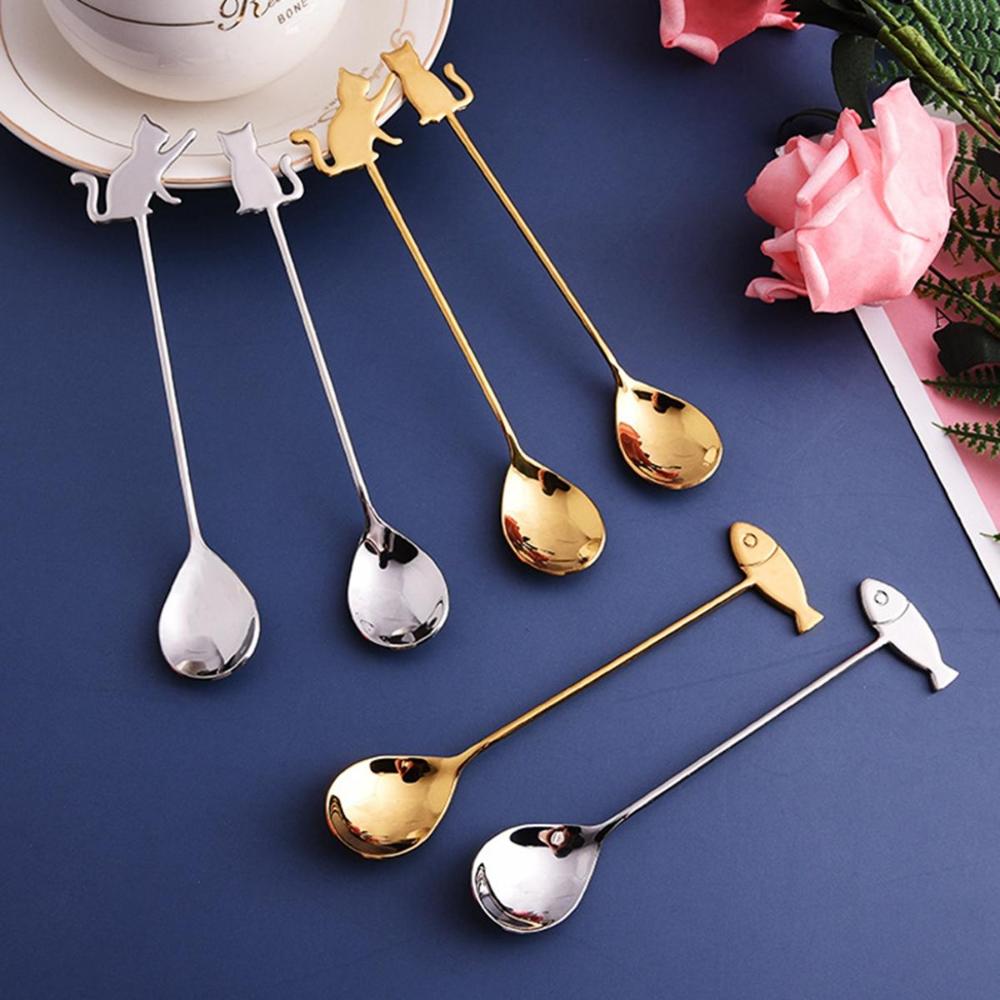 Cute Stainless Steel Mixing Home Drinking Stirring Tool Teaspoon Milk Spoon Coffee Accessories