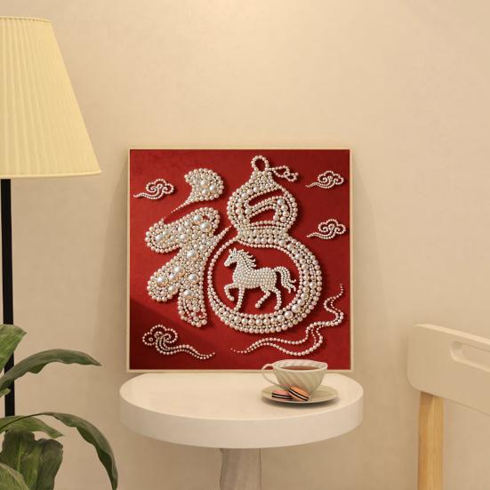 Набор для рисования жемчугом своими руками для взрослых, начинающих, с рисунками лошадей, 3D-набор для творчества «Жемчужное искусство», холст с предварительной печатью, набор пластиковых жемчужин для декора на Новый год, идея подарка