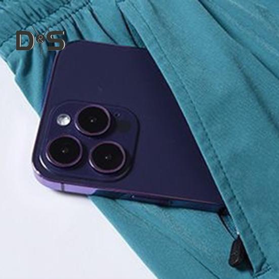 Men Shorts Elastic Waistband Adjustable Drawstring Casual Shorts with Pockets Solid Color Quick Drying Sport Shorts