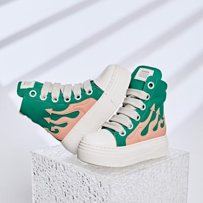 Мода Женские повседневные высокие кроссовки на платформе Уличная мода Сочетание удобных высоких женских туфель Дизайнерская обувь из искусственной кожи