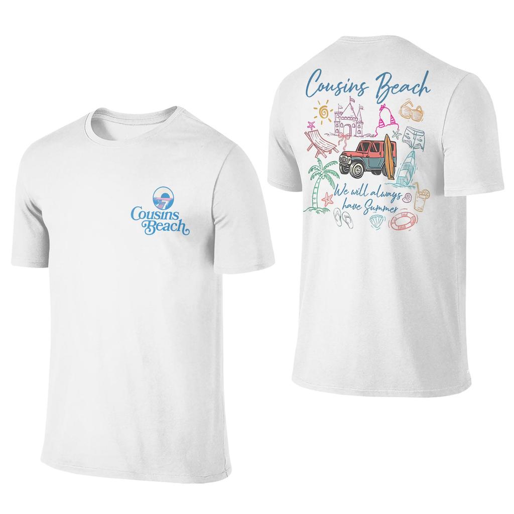 Summer I Turned Pretty Cousins Beach T-Shirt Round Collar Pure Cotton T Shirt Short Sleeve Tees 2-sided Plus Size Clothing