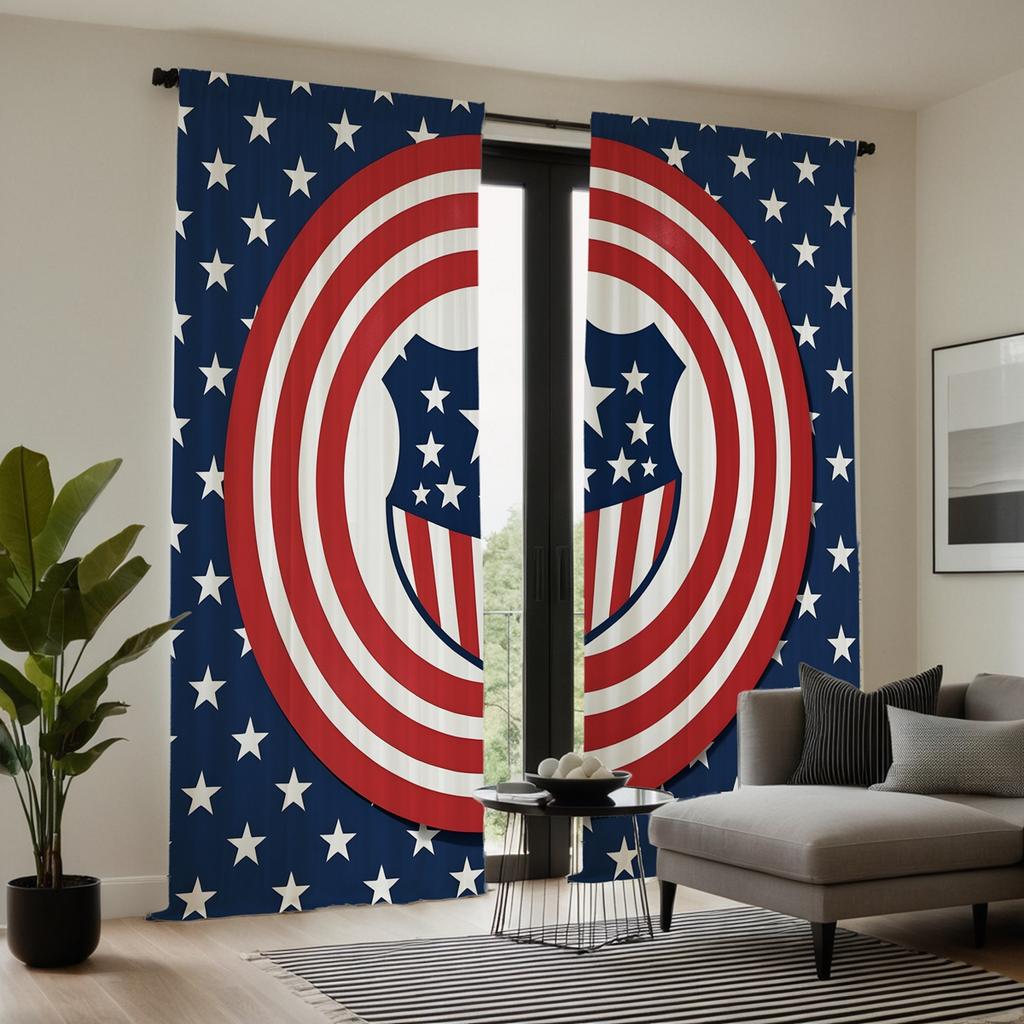 2 шт. HD День независимости Флаг Звезда Декоративная занавеска Красный Галстук цифровая печать занавеска Украшение дома стиль Украшение жизни