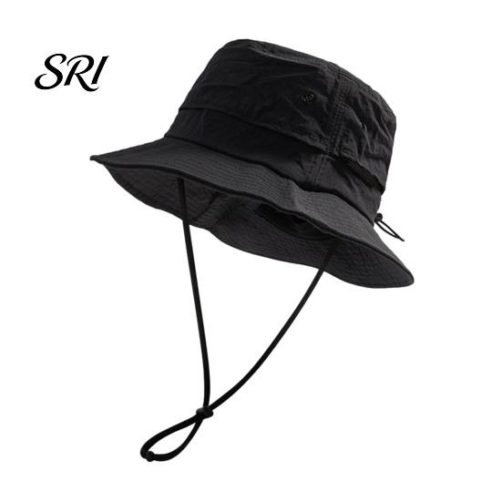 Camping Bucket Hat Foldable Quick-Dry Breathable Mesh Fisherman with Wide Brim Adjustable Windproof Rope Sun Protection Summer