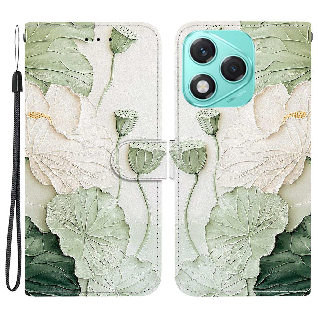 Для Honor 400 Lite 5G Кошелек Чехол С Принтом Кожаная Подставка Чехол для Телефона с Ремешком