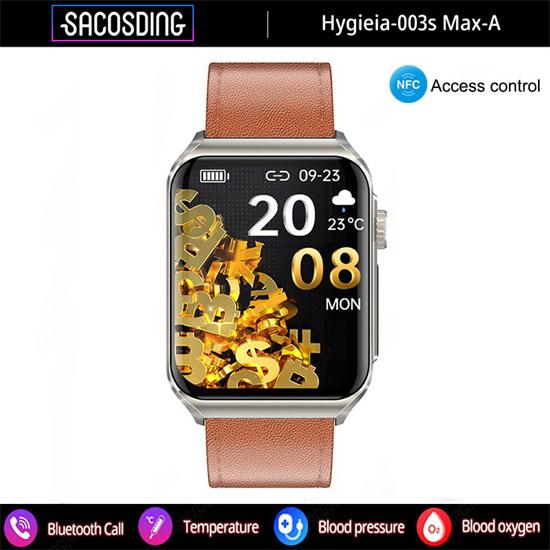 SACOSDING Hygieia-003s Max-A Bluetooth Call Смарт-часы 320*380 HD 1,85-дюймовый экран ЭКГ + ВСР + NFC Многофункциональные спортивные часы IP67 Водонепроницаемые умные часы