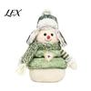Green Christmas Theme Ornaments Plush Figurines, Skiing Snowman Reindeer Stuffed Doll, Fabric Handcrafted Figurines Xmas Tabletop for Home Shop Window