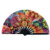 Folding Fan Colorful Holographic Rave Fan Bamboo Ribs Hand Fan Decorative Gifts for Festival Dancing Party