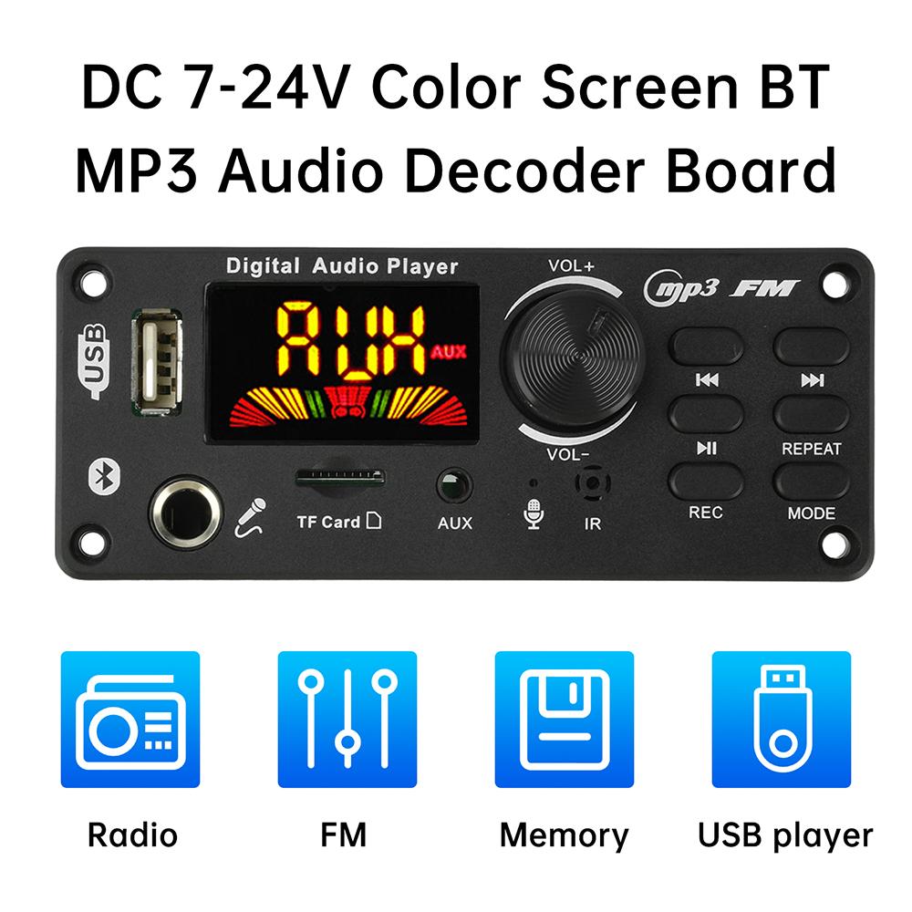 DC 7-24V Bluetooth MP3 плата декодирования аудио 6,5 мм Микрофон Запись Звонок Материнская плата 2x50 Вт С усилителем мощности 87,5-107,5 МГц