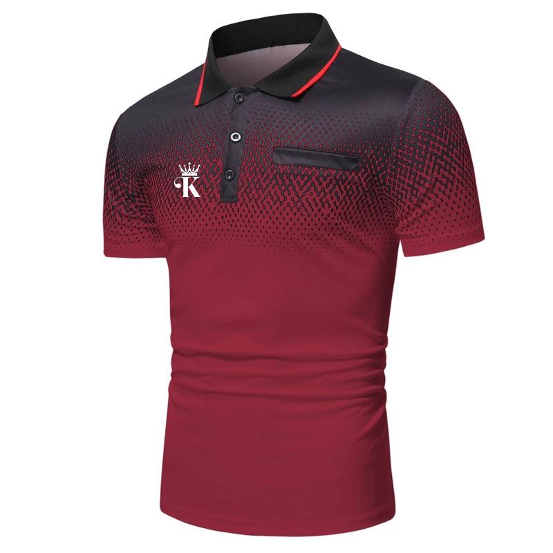 Мужская дышащая популярная рубашка-поло с принтом, летняя быстросохнущая рубашка-поло с воротником на пуговицах.