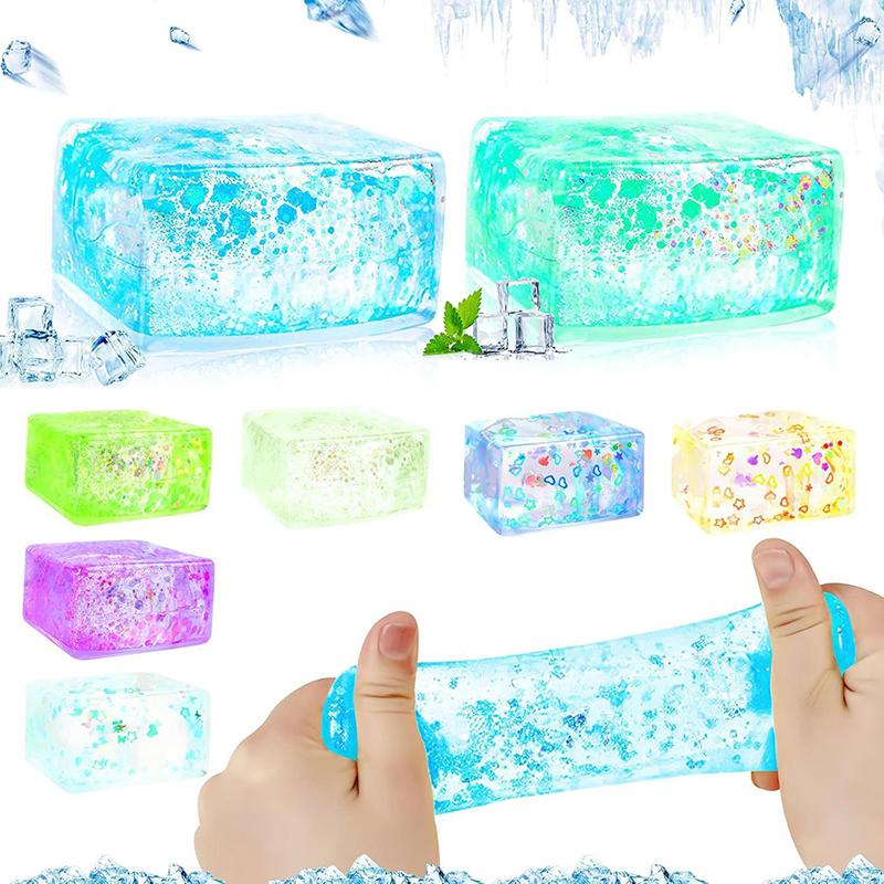 1PC Squishy Colored Ice Cube Fidget Toy for Stress Relief Funny Squeezable Slow Rising Stress Reducer for Kids And Adults