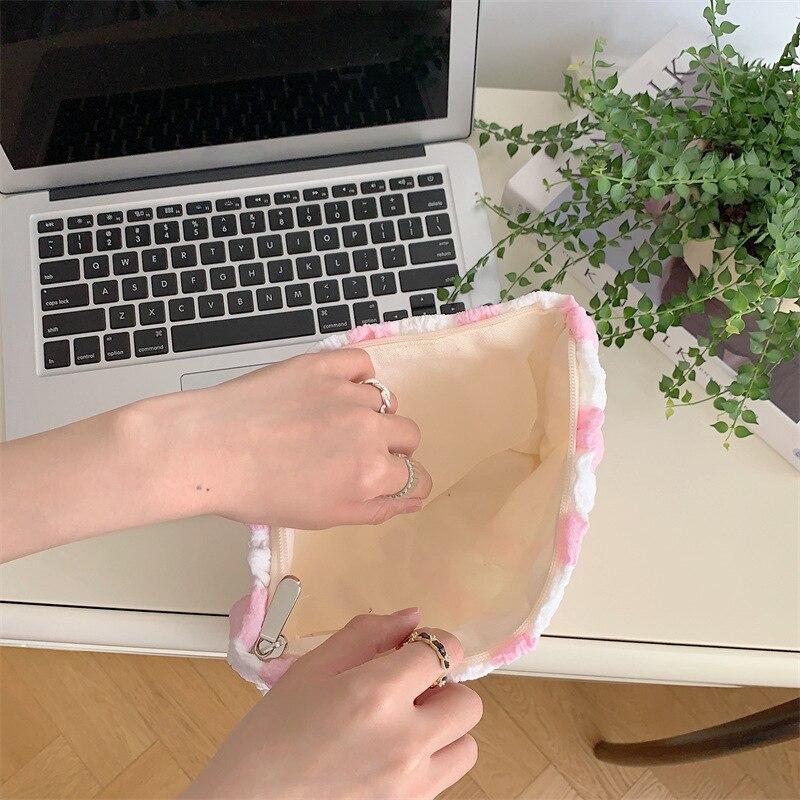 Мягкие цветные косметички большой вместимости из пузырьковой пряжи, дорожные туалетные принадлежности для ухода за кожей, косметичка-органайзер, клатч, косметичка на каждый день