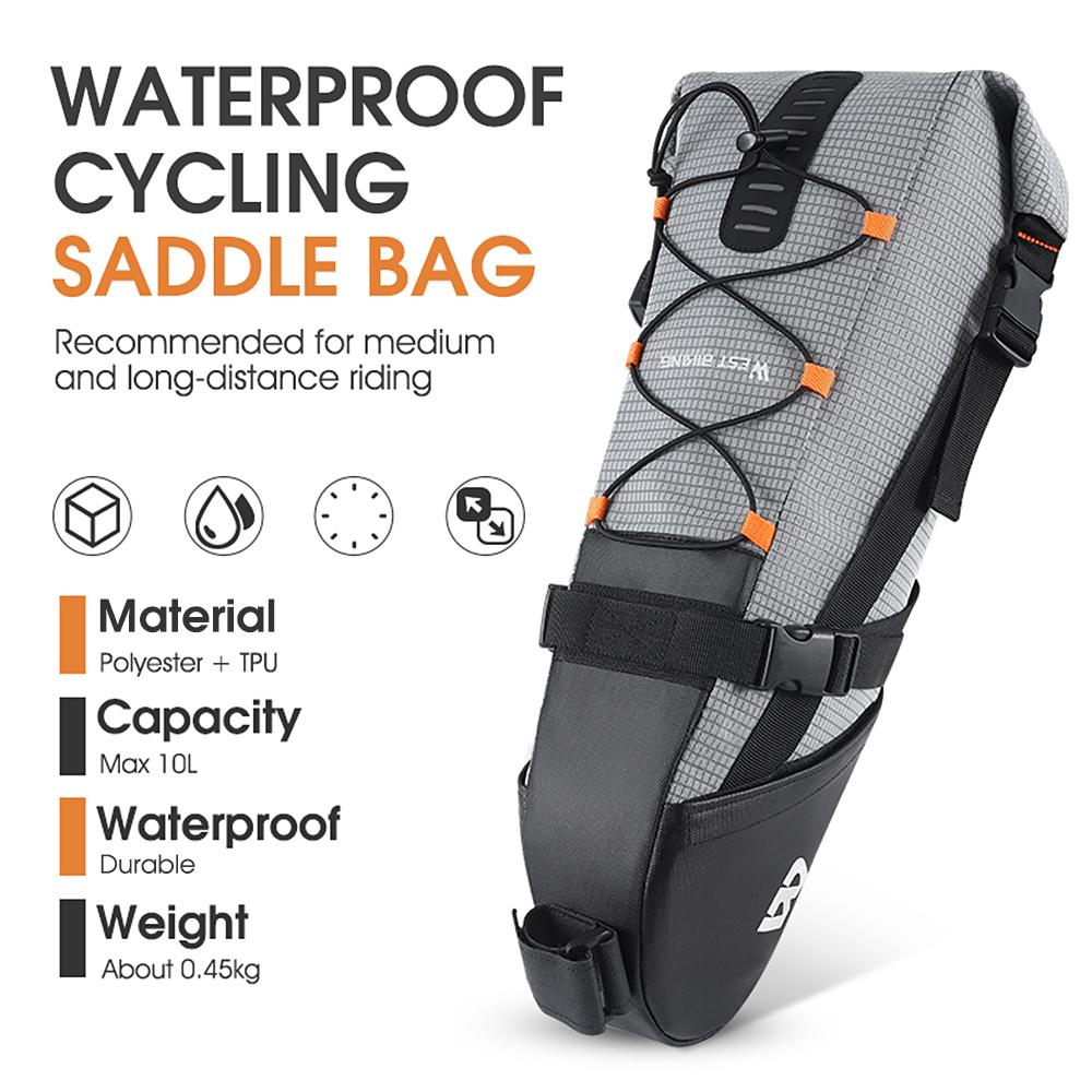 Waterproof Bike Saddle Bag 10L Bicycle Seat Bag Road Mountain Bike Tail Bag Bicycle Bag Pannier