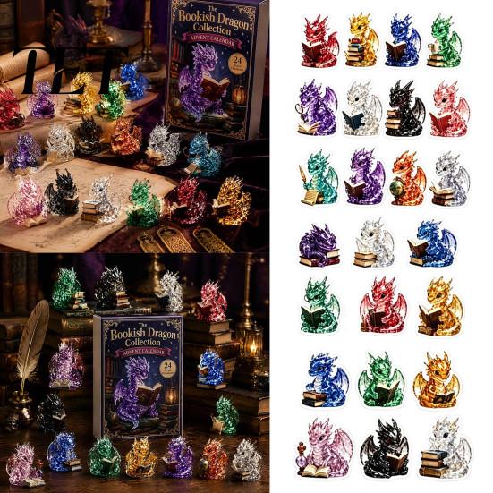 Acrylic Dragon Ornament Set Crystal Advent Calendar 2026, 24 Days Fantasy Reading Book Countdown Calendar, Fairy Tale Theme Party Decor Pcs