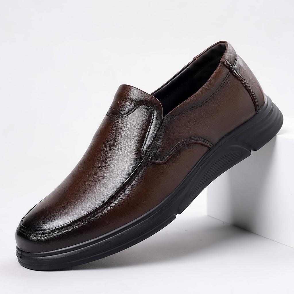 Lightweight leather shoes men's autumn men's round head casual leather shoes