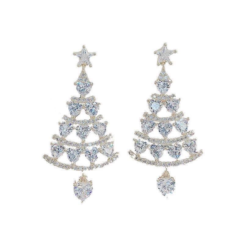Christmas Tree Earrings for Women Silver Earrings High Quality Versatile Earrings Jewelry Accessories for Women