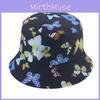 Европейско-американский стиль Хлопковая шляпа рыбака для женщин Весна Лето Солнцезащитная кепка с принтом бабочек
