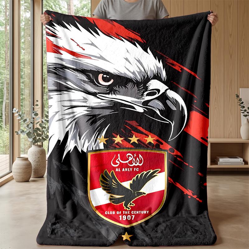 Al AhlyPrinted Flannel Blanket Cozy Skin-Friendly Warm Throw for Couch Bed Indoor Daily Use