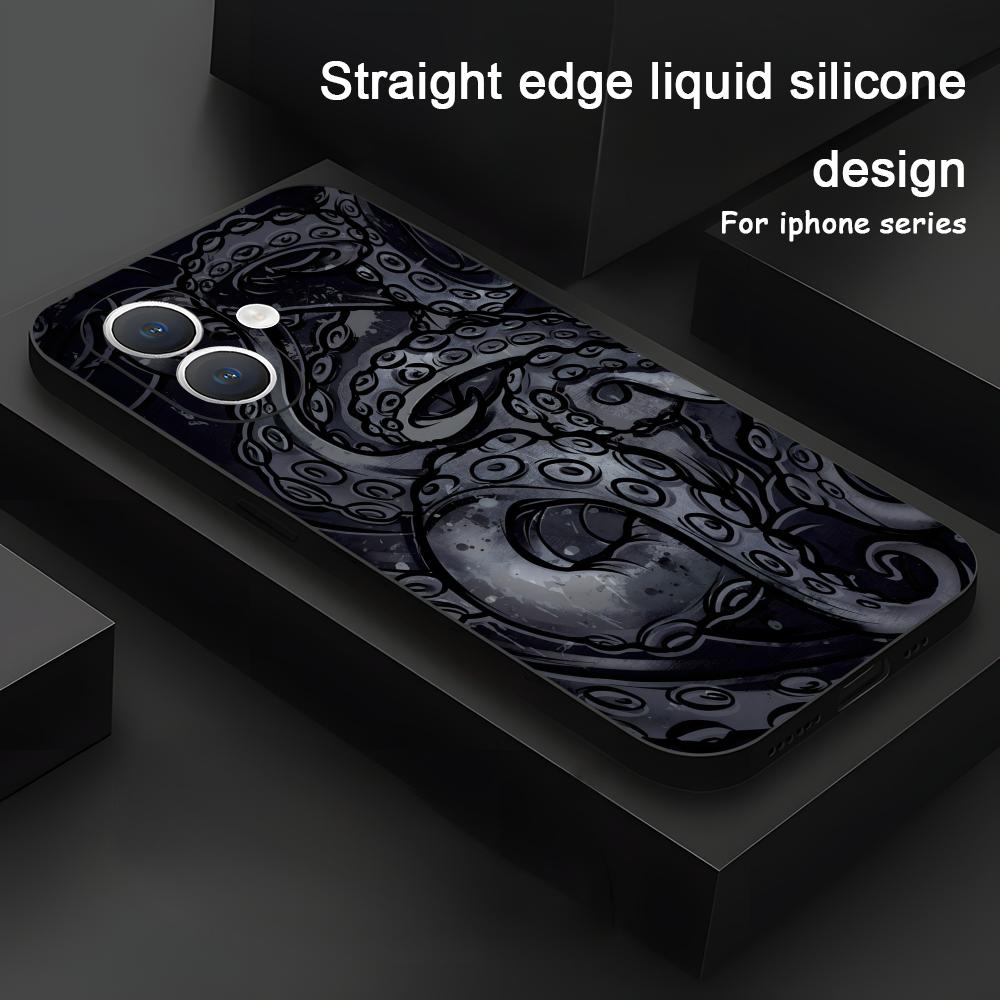 Арт Щупальца Осьминога Крутой Чехол Для Телефона Для iPhone 17 16 15 14 13 12 11 X XR XS 8 Plus Mini Pro Max Мягкий Черный Ударопрочный Чехол