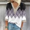 Женские повседневные свободные рубашки с кружевной отделкой и V-образным вырезом Топы с принтом Футболки Футболки